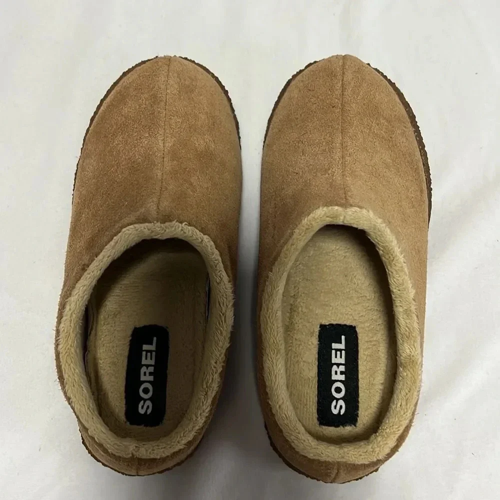 Sorel Youth Lanner Ridge II slippers in brown suede with a fleece lining size  1